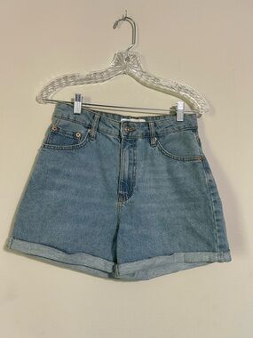 Zara Light Blue Denim Cuffed Shorts
